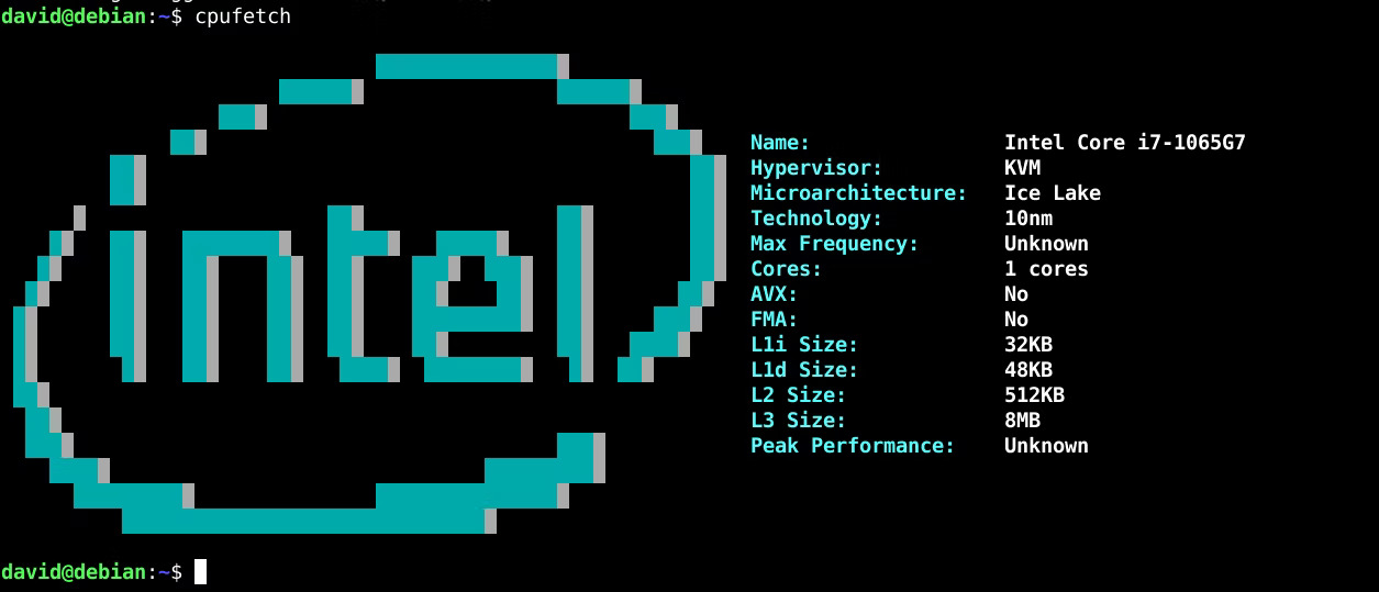 cpufetch trong Linux Terminal