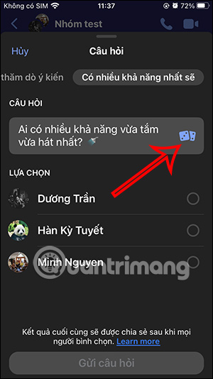 Thay đổi câu hỏi thành viên