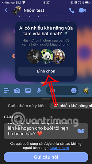 Bình chọn thành viên nhóm Messenger