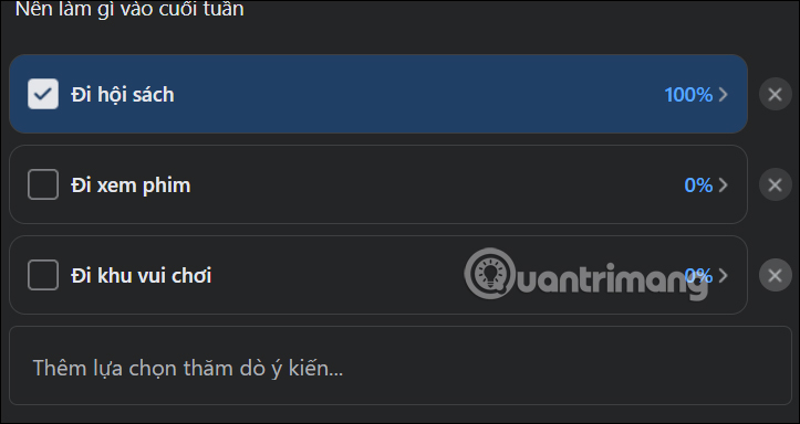 Cuộc thăm dò ý kiến trên Facebook máy tính