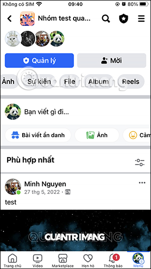 Giao diện nhóm Facebook
