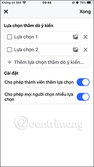 Điền nội dung tạo thăm dò nhóm Facebook