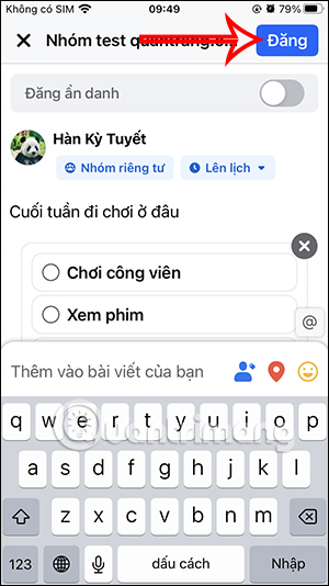 Đăng cuộc thăm dò nhóm Facebook