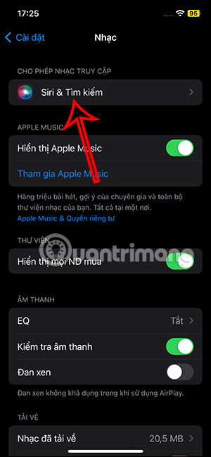 Chỉnh Siri cho ứng dụng Nhạc