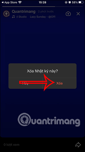Đồng ý xóa nhật ký trên TikTok
