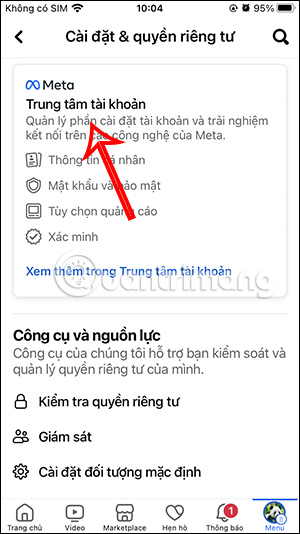 Trung tâm tài khoản Facebook
