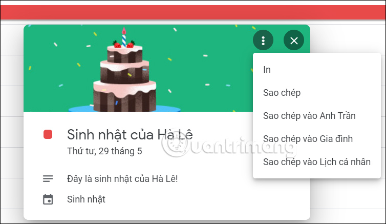Thêm sinh nhật vào Google Calendar từ Google Danh bạ