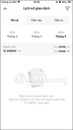 Xem lịch sử giao dịch trên VNPAY