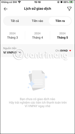 Mục giao dịch trên VNPAY