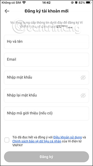 Nhập thông tin cá nhân VNPAY