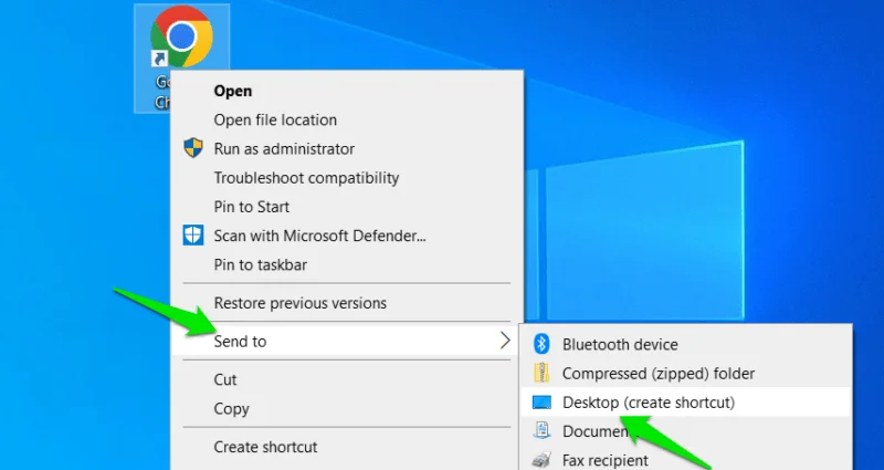 Tạo shortcut mới của Chrome