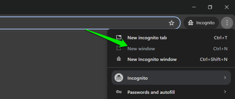 Chrome bị vô hiệu hóa cửa sổ thông thường
