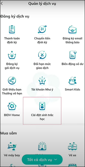 Set up biometrics on BIDV SmartBanking