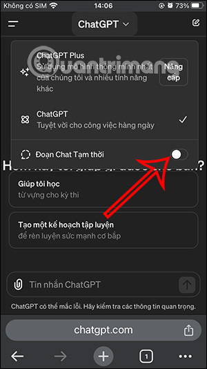 ChatGPT-4o đoạn chat tạm thời