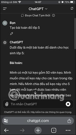 Tạo nội dung đoạn chat tạm thời
