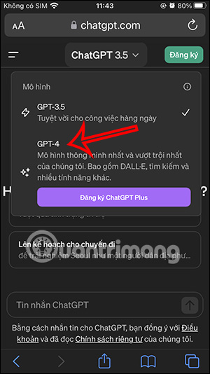 Chuyển sử dụng ChatGPT-4o