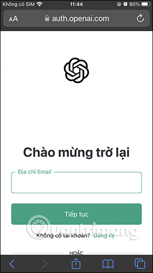 Đăng nhập tài khoản ChatGPT