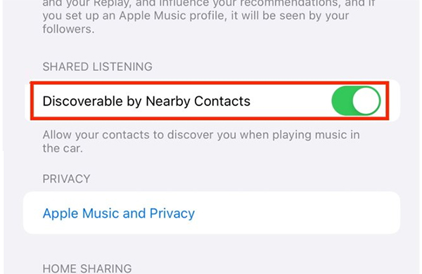 Tắt chia sẻ nhạc Apple Music khi lái xe