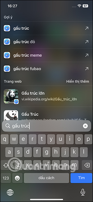 Không hiện ảnh trong thanh tìm kiếm Spotlight iPhone