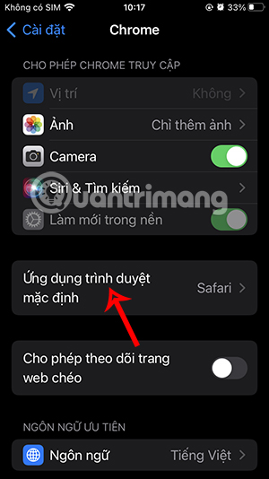 Ứng dụng trình duyệt mặc định iPhone