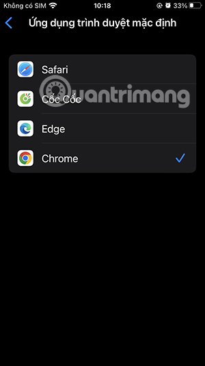 Chrome mặc định trên iPhone