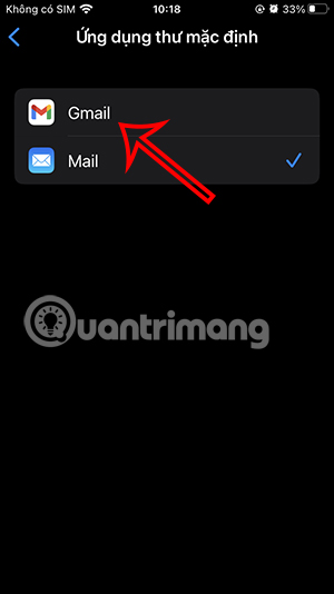 Chọn Gmail mặc định trên iPhone