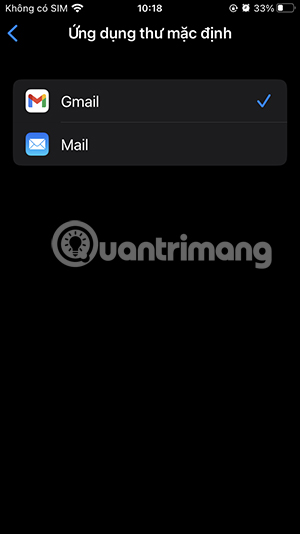 Gmail mặc định trên iPhone