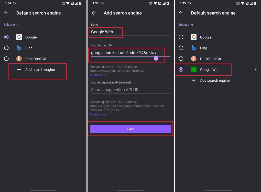 Thay đổi công cụ tìm kiếm Google trên Firefox Android