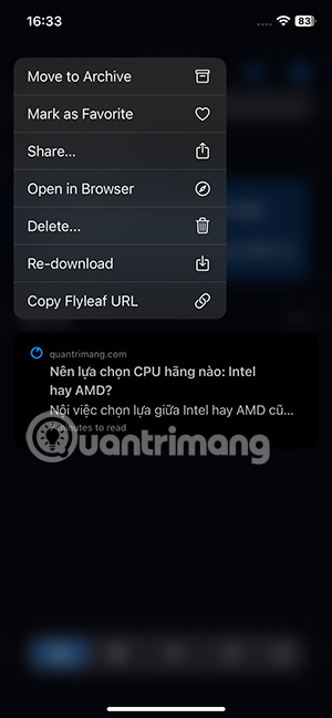 Tùy chọn cho nội dung đọc trên Flyleaf