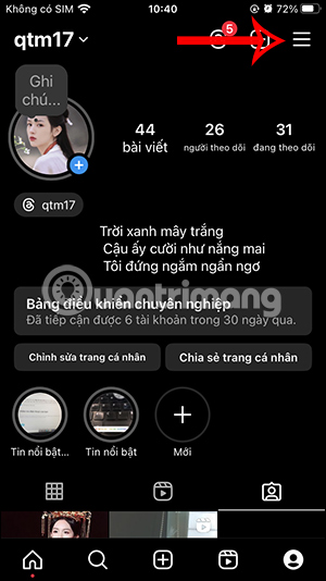 Tùy chỉnh Instagram