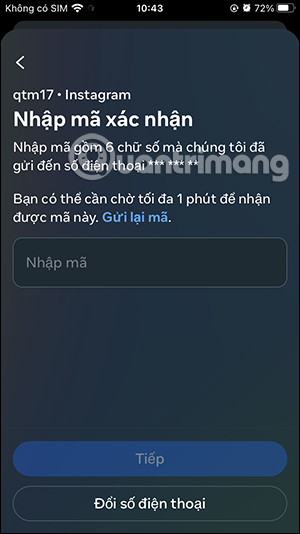Nhập mã qua số điện thoại
