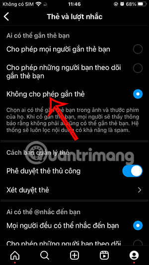 Chỉnh người gắn thẻ bạn trên Instagram