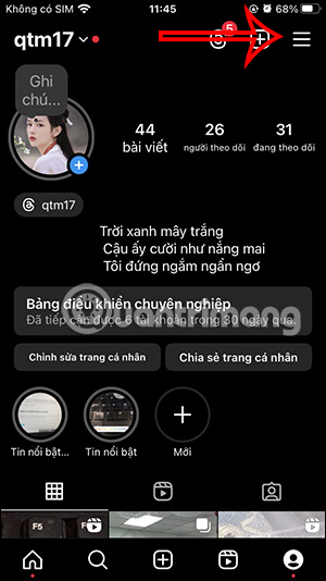 Tùy chỉnh Instagram