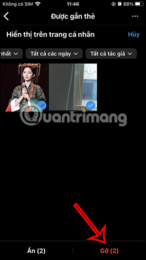 Gỡ bài đăng tag tên Instagram