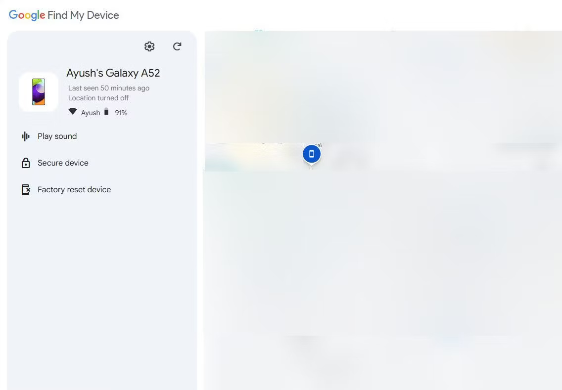 Trang web Google Find My Device trên máy tính