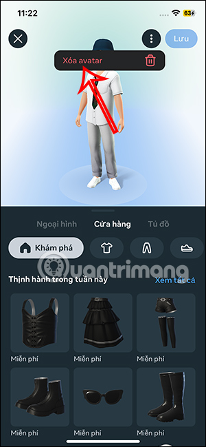 Xóa avatar tạo trên Instagram