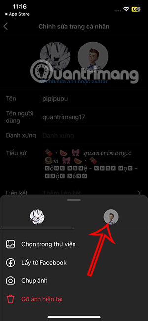 Chọn avatar 3D Instagram