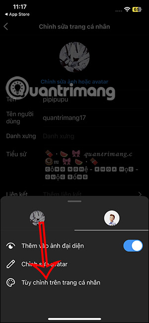 Chỉnh sửa avatar 3D hiển thị