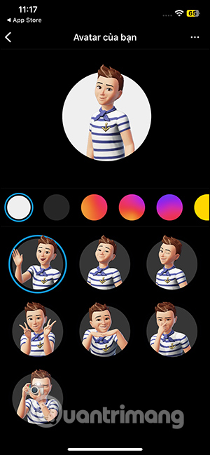 Chọn biểu cảm cho avatar 3D Instagram