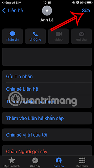 Chỉnh sửa liên hệ trong iPhone