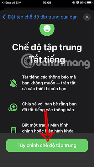 Tùy chỉnh chế độ Tập trung