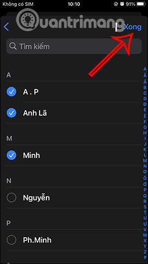 Chọn người muốn tắt tiếng cuộc gọi