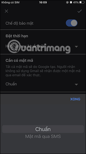 Có dùng mã bảo mật không