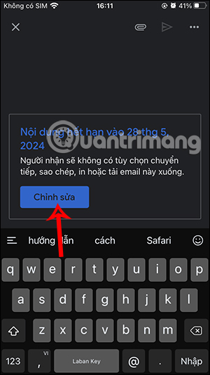 Thời gian email tự hủy