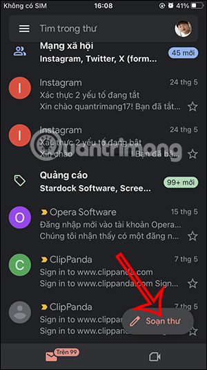 Soạn email trên Gmail điện thoại