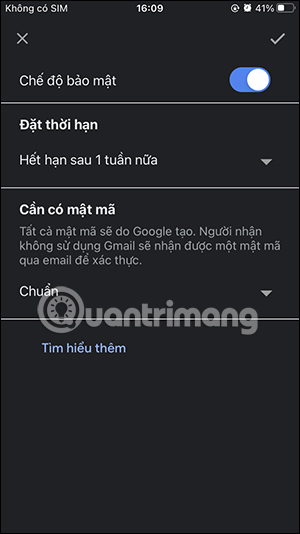 Giao diện bảo mật email