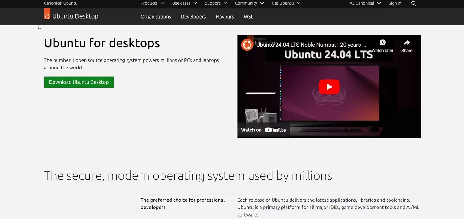 Trang tải xuống Ubuntu 24.04