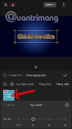 Chỉnh tốc độ đọc văn bản trên CapCut