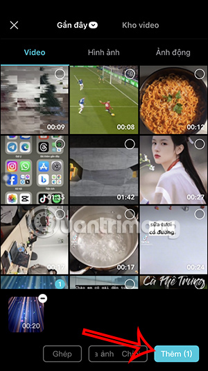 Thêm video chỉnh sửa trên CapCut