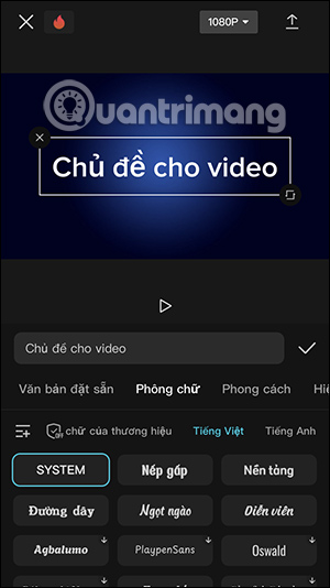 Chọn font chữ